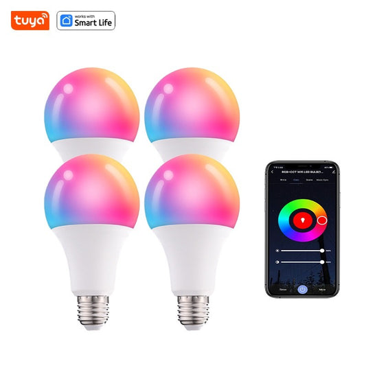 Bluetooth Remote Control LED Night Light Bulb E27 RGB 220V 15W Dimmable LED Lamp For Bedroom Decor Work With Tuya Smart Life APP