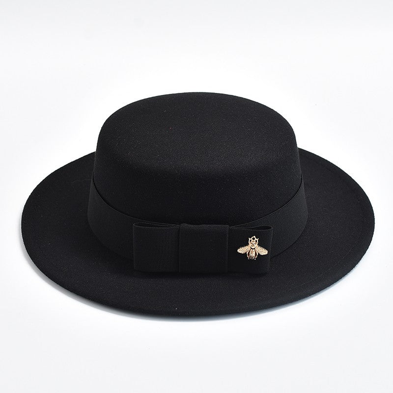 Fedora Hat for Women Fashion Formal Wedding Decorate Church Cap Flat Top Bow Party Jazz Hat Chapeau Femme