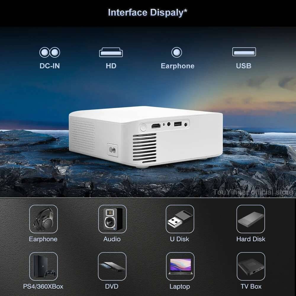 Projetor Touyinger L9 1080P Mini Portátil Full HD 4K Vídeo Projetor 15000 Lumens Home Theater Beam TV Opção Versão Android