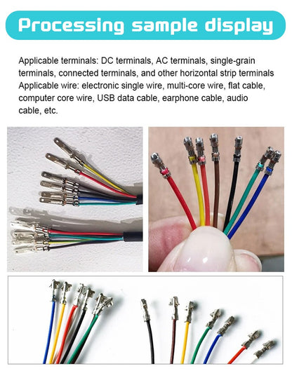 Máquina horizontal automática multifuncional para crimpar e decapar cabos com terminais para cabos multicoaxiais com revestimento AWG36-AW20
