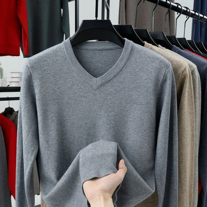 Men's Long Sleeve Knit Pullover Sweater Autumn Winter Soft Thermal Warm Classic Sweater Lightweight Black Light Gray Sweater