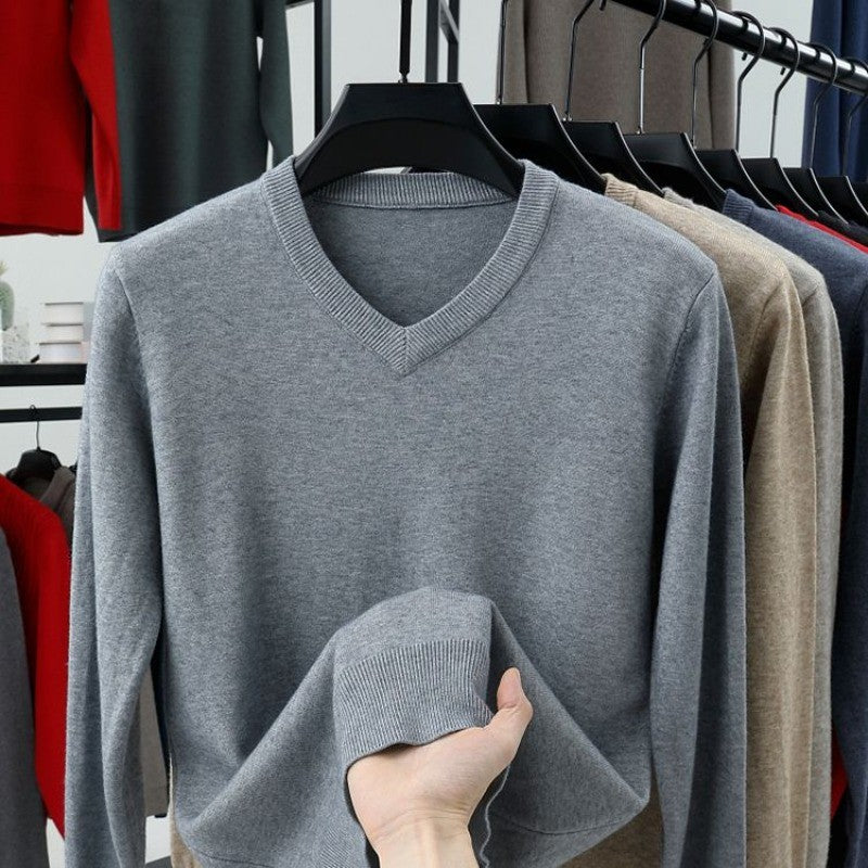 Men's Long Sleeve Knit Pullover Sweater Autumn Winter Soft Thermal Warm Classic Sweater Lightweight Black Light Gray Sweater