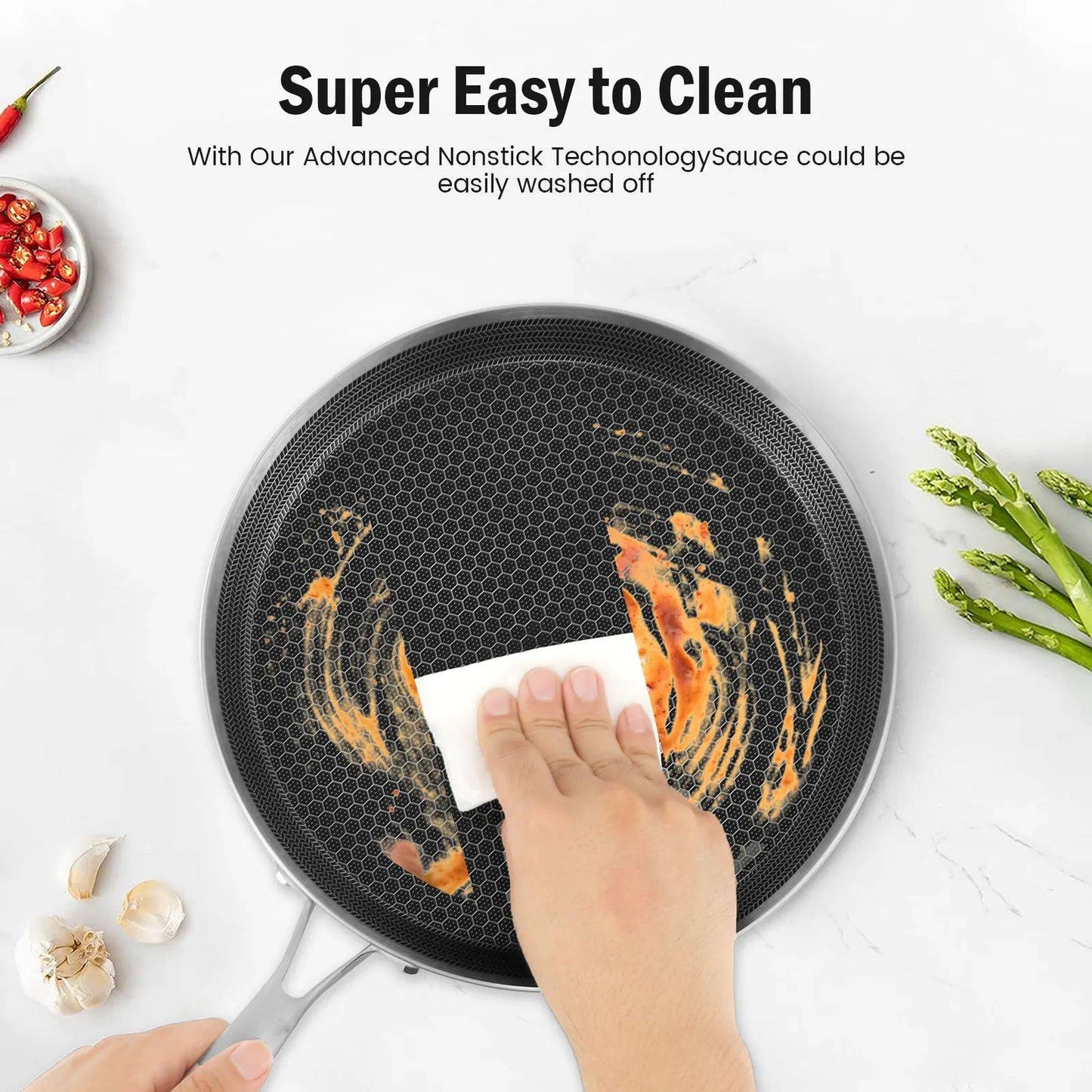 Panquequeira Antiaderente Favo de Mel Panela Dosa Alça Ergonômica de Aço Inoxidável Panela de Panqueca de Cozinha Panela de Tortilla Compatível com Indução