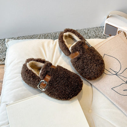 Winter Children's Shoes 2025 New Girls Fluffy Cotton Shoes Soft Bottom Non-slip Kids Fashion Simple Plush Shoes Trend Versatile