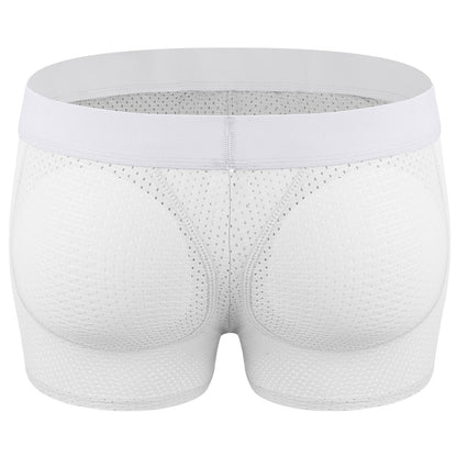 Men Hip Lift Body Shaper Sponge Fake Butt Padded Boxer Briefs Hollow out Breathable Slimming Underwear Body Shaping Enhancement