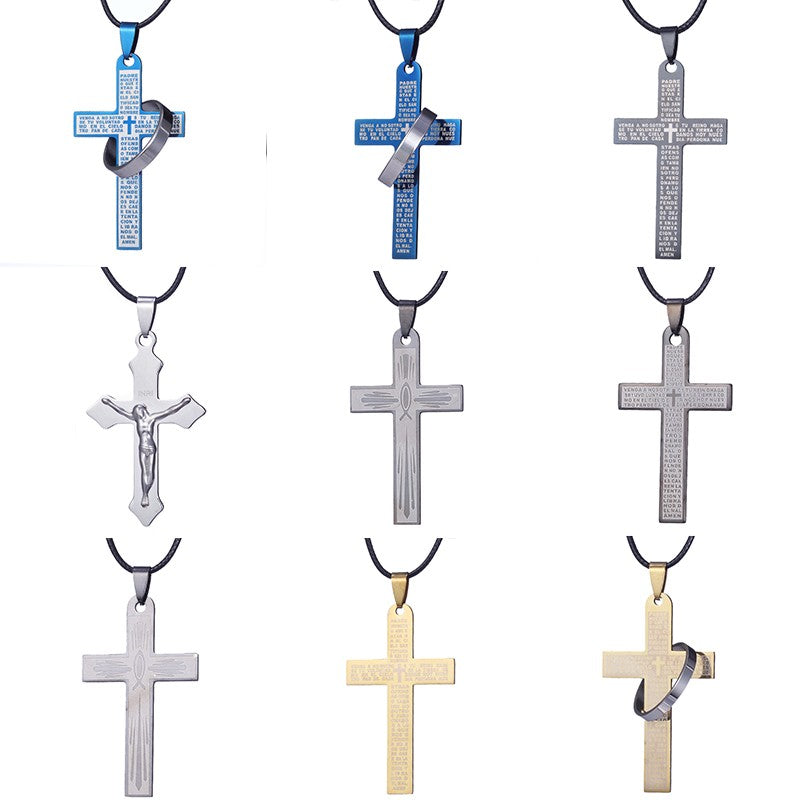 Colar de Bíblia ZRM Joias em Aço Inoxidável com Pingente de Cruz de Jesus para Homens e Mulheres Presentes