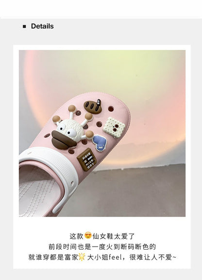 Fashion Diy Clogs Sandals Women 2024 Summer Chunky Platform Slippers Woman Thick Bottom Closed Toe Beach Slippers Mujer