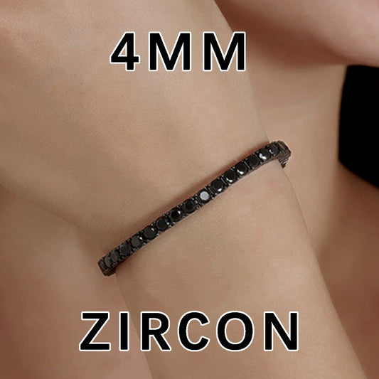 ?Genuine S925 Sterling Silver Black Plated Tennis Bracelet 3mm 4mm 5mm Black Moissanite Modern Elegant Jewelry for Women?