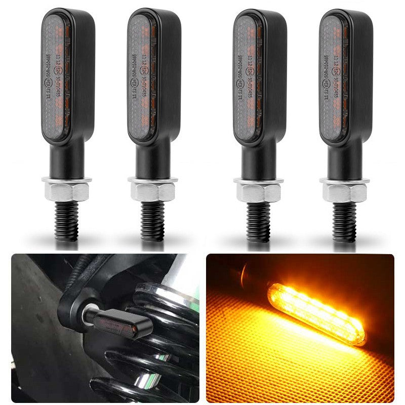 BLALION Mini Motorcycle LED Turn Signal Lights Amber Flashing Light Blinker Turn Signal Lamp 12V Moto Indicator Lamp Accessories