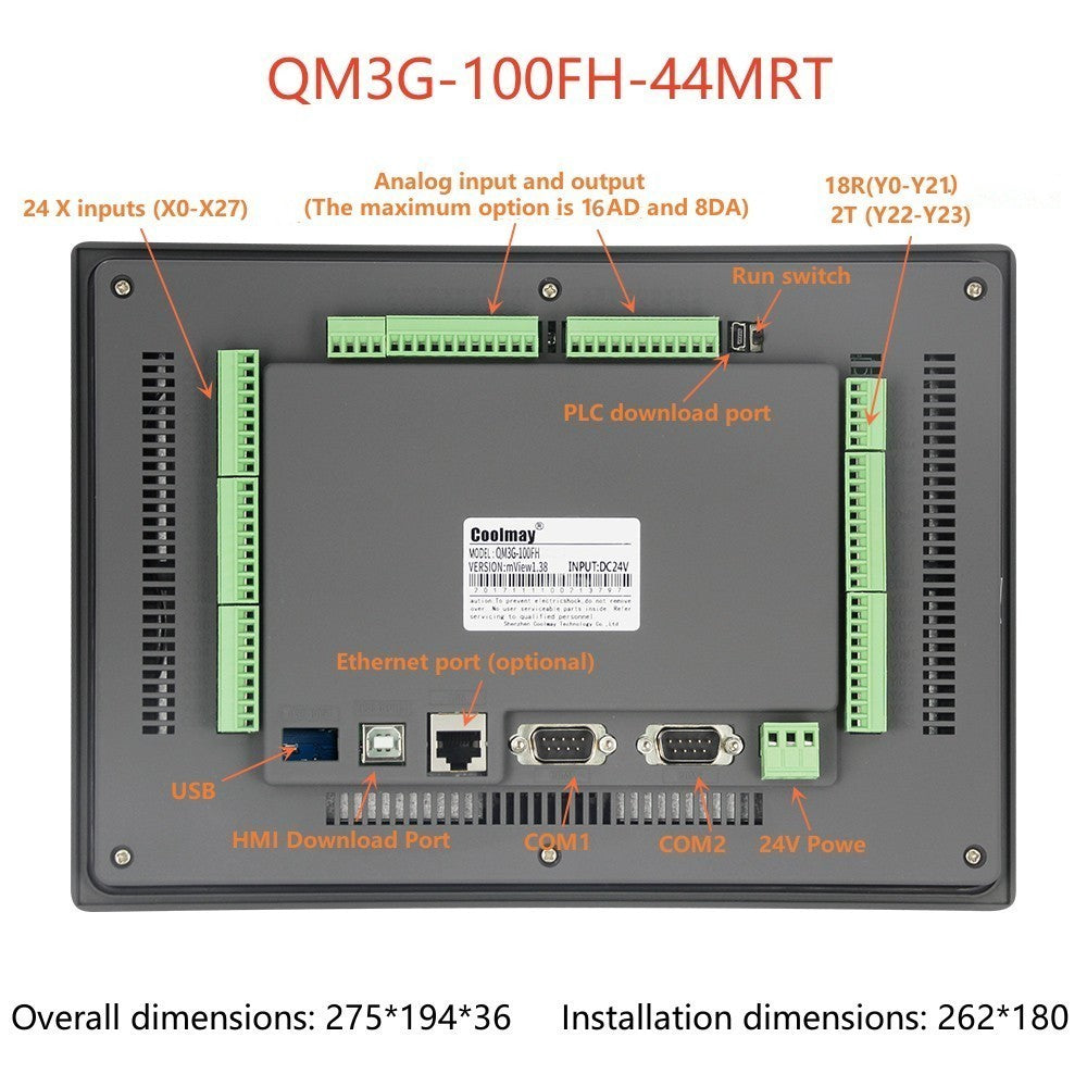 IHM CLP Integrado Tudo-em-Um Coolmay Série QM3G Suporta Personalização Analógica e Ethernet Modelos Disponíveis de 4.3''/5''/7''/10''