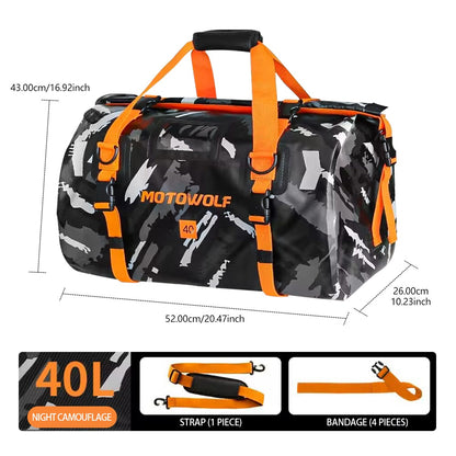 Motorcycle Dry Bag Waterproof Reflective Tail Duffle Bag Skiing Travel Hiking Camping Boating Riding Fishing Outdoor Luggage