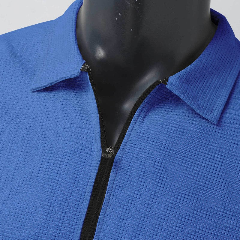 2024Summer Popular Waffle Outdoor Polo Collar Jacket Men's Coat Nick Garment Casual Sports Zipper Cardigan Long Sleeve Coat