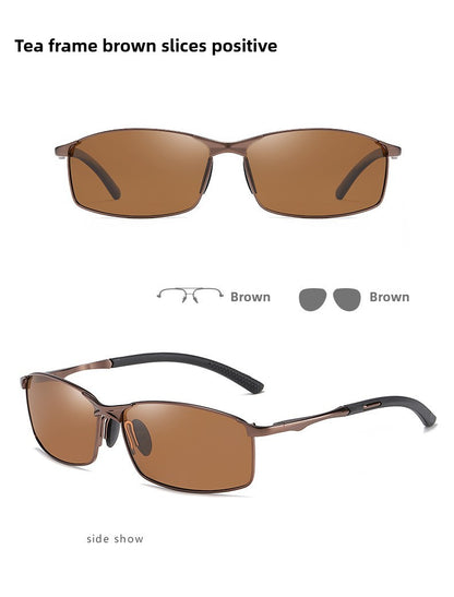 Óculos de Sol Polarizados com Armação de Metal e Lentes Fotocromáticas, Visão Noturna, Adequados para Esportes, Ciclismo, Pesca, Condução e Acampamento