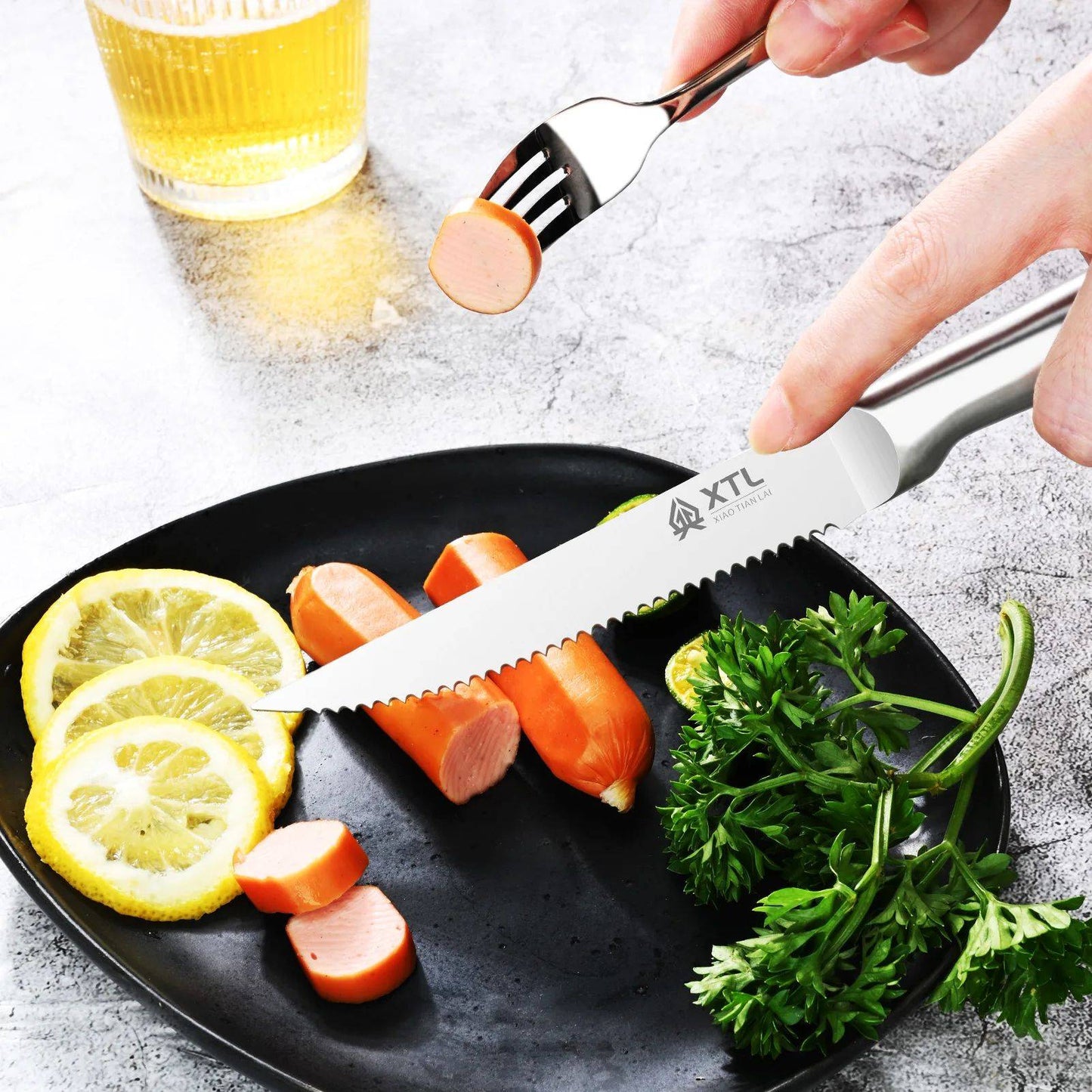 Conjunto de Facas para Carne 4/6/8 Peças Lâmina de Aço Inoxidável seiko Facas de Cozinha Afiadas Faca de Jantar Cortador de Carne Conjunto de Talheres