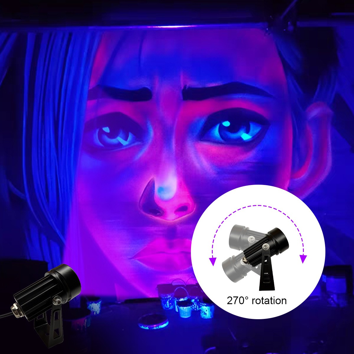 UV Purple Light Spot Light 5V USB Plug UV Projection Light With Clip Clamp Lamp LED Black Light for Glow Party Halloween