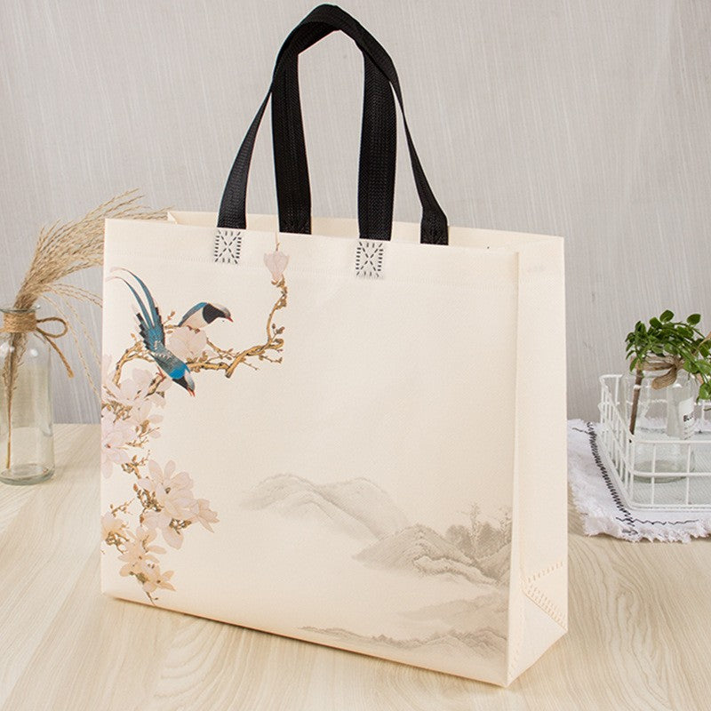 Reusable Non-Woven Fabric Shopping Bag Butterfly Printing Eco Bag Foldable Large Capacity Travel Storage Tote Shopper Bag