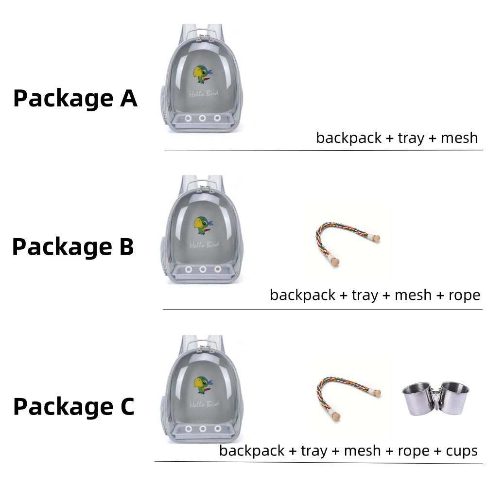 Mochila para Transporte de Pássaros com Poleiro de Corda e Bandeja para Papagaio Periquito Arara Calopsita Gaiola Acrílica para Animais de Estimação Bolsa para Pássaros
