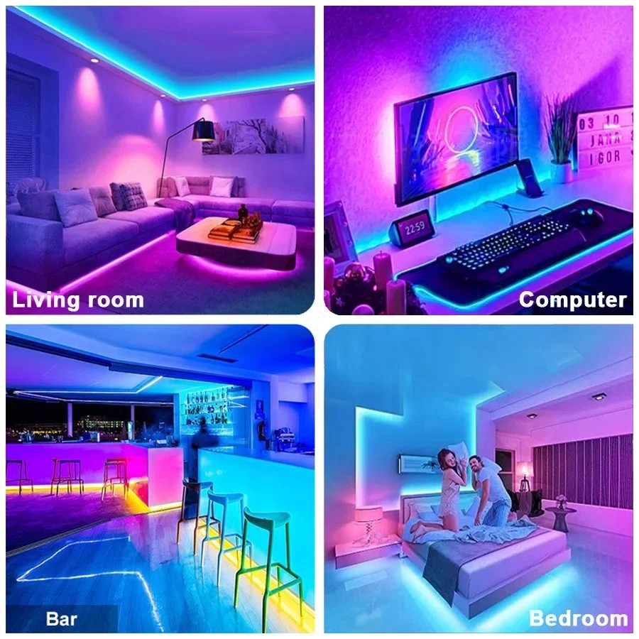 RGB Led Strip Lights 1m-30m Music Sync APP Control Led Lights Flexible Ribbon Luces Led Tape for Room Party Decor TV Backlight