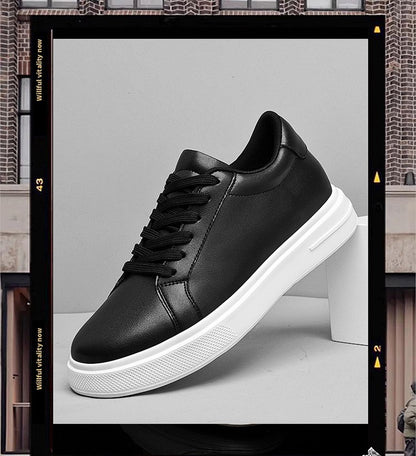 Heightening Casual Shoes Fashion PU Leather Elevator Shoes for Men 6cm 8cm 10cm Invisible Height Increase White Sneakers Cortex