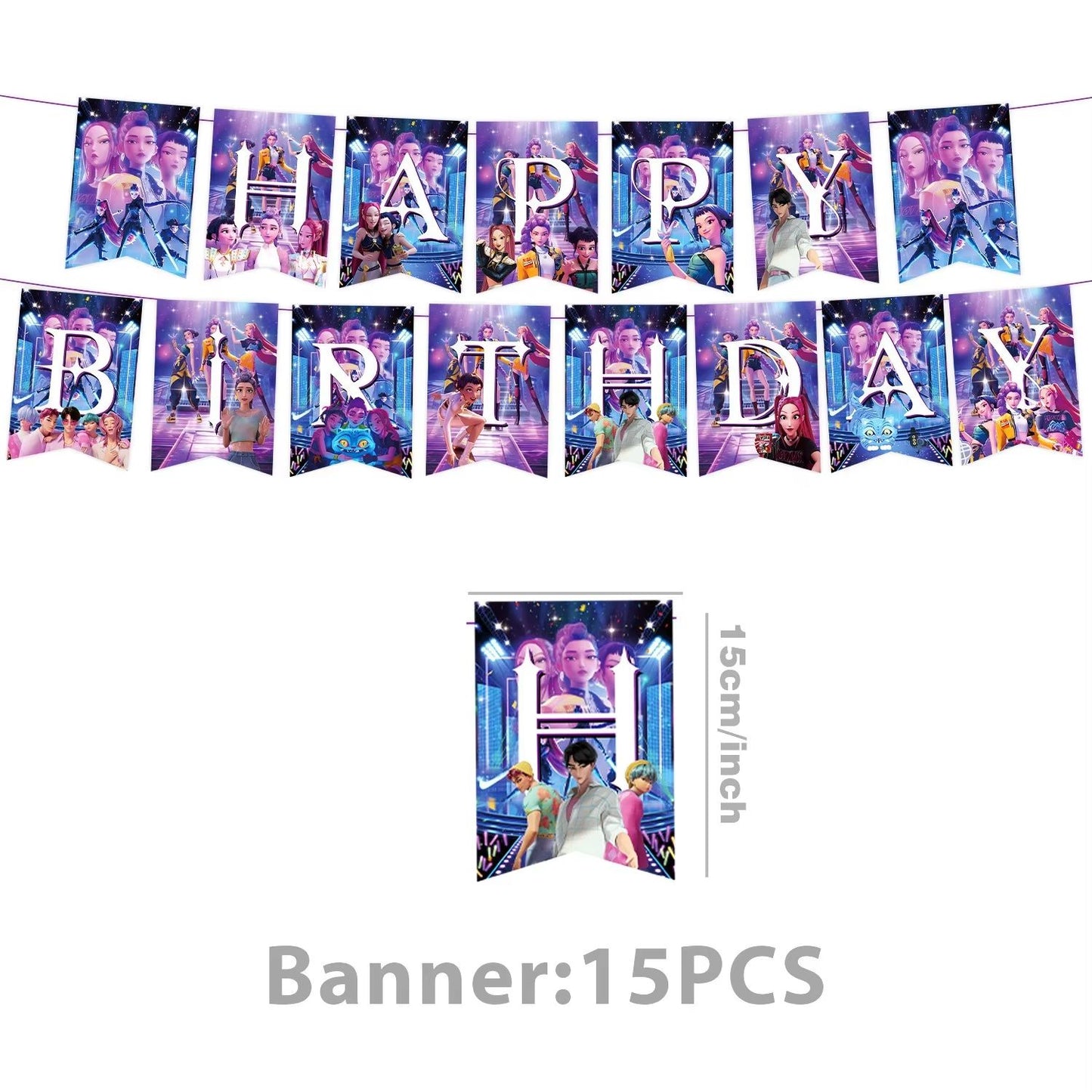 Hot K-Pop Birthday Party Decoration Set Kids Tableware Balloons Cups Plates Napkins Cake Topper Banner Gift Bag - Party Supplies