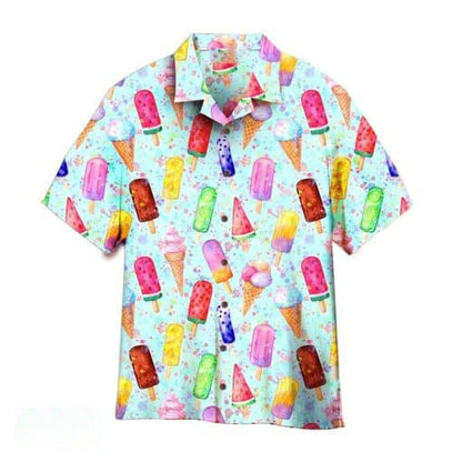 2024 Hawaiian Shirt For Men Summer Ice Cream T-Shirt Beach Prints Short Sleeved Shirt Tops Casual Original Design Men's Clothing