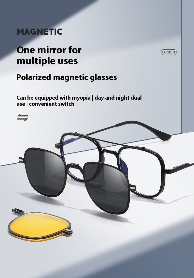 COHK Metal 3 In 1 New Style Folding Magnet Clip On Glasses Frame Trend Polarized Sunglasses Men Optical Computer Eyewear UV400