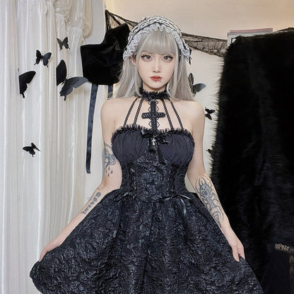 Dark Halloween Lace Dress Punk Trend Sexy Evening Dress Suspender Skirt For Women