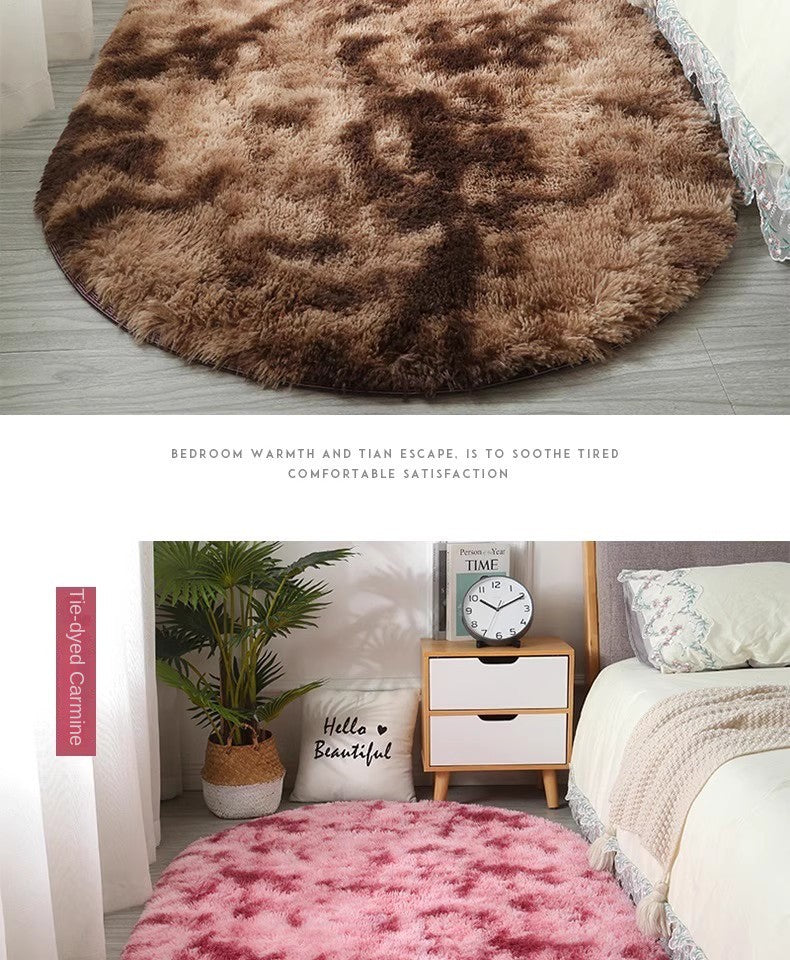 Tie-Dye Oval Living Room Rug Comfortable Soft Home Decor Floor Cushion Sofa Eend Table Bedroom Fluffy Non-Slip Plush Bed Rug