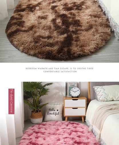 Tie-Dye Oval Living Room Rug Comfortable Soft Home Decor Floor Cushion Sofa Eend Table Bedroom Fluffy Non-Slip Plush Bed Rug