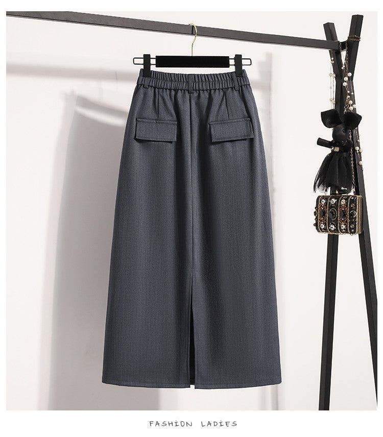 Suit Half-body Skirt Women's Large Size Autumn New Fashion Elegant Commuting Medium-length Package Hip Skirts Loose A-line Skirt