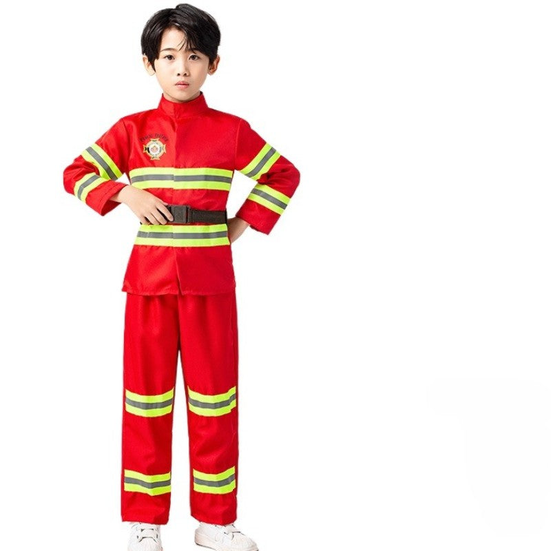 Children's Firefighter Performance Costume Kids Sets Boys and Girls Cosplay Fireman Clothes Festival Stage Show Clothes
