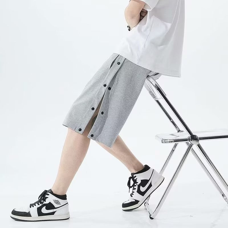 Shorts totalmente abertos para homens no verão em estilo coreano, use calças soltas casuais esportivas de 5 pontos para casais
