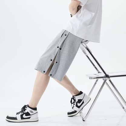 Shorts totalmente abertos para homens no verão em estilo coreano, use calças soltas casuais esportivas de 5 pontos para casais