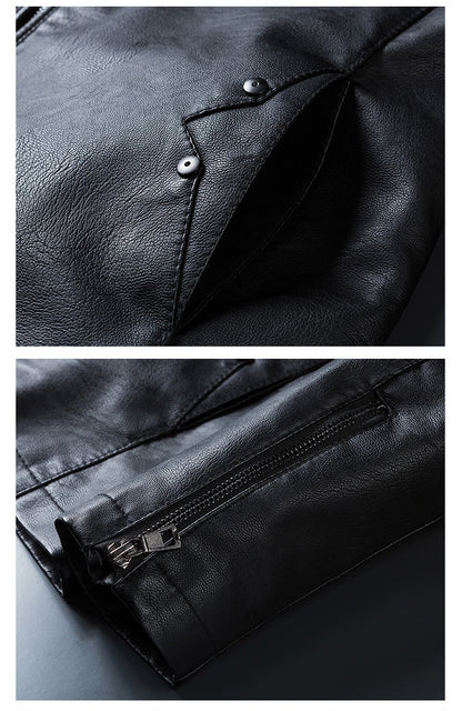 Leather Jacket Men Bomber Retro Fleece Black Motorcycle Jackets Plus Size 6XL 7XL 8XL Coats Flannel Warm Comfort High Quality