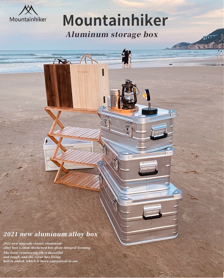 MOUNTAINHIKER Outdoor Storage Box Camping Picnic Travel Aluminum Alloy Large Capacity Box Silver Storage Bag 30-80L