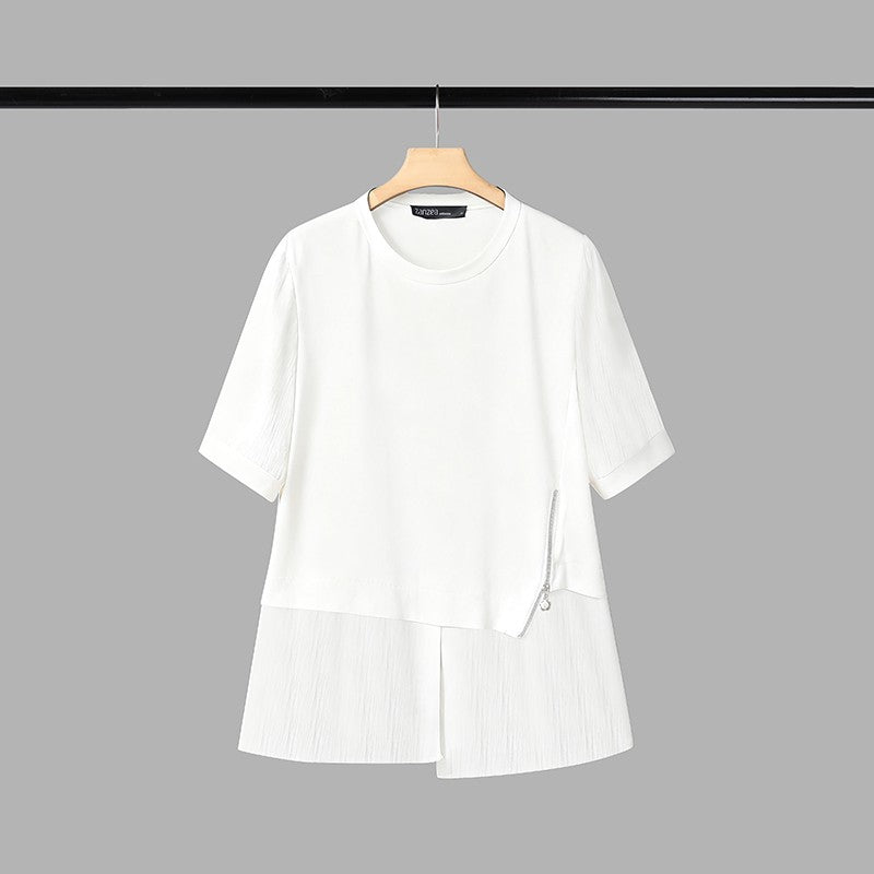 ZANZEA Women Summer Patchwork Blouse 2025 Casual O Neck Short Sleeve Tops Blusas Fashion Elegant Work Shirt Mujer Female Chemise