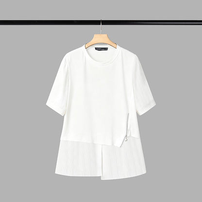 ZANZEA Women Summer Patchwork Blouse 2025 Casual O Neck Short Sleeve Tops Blusas Fashion Elegant Work Shirt Mujer Female Chemise