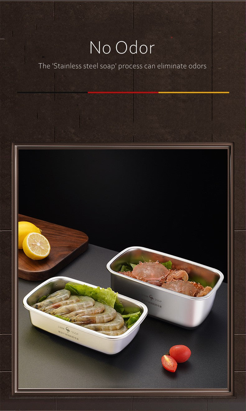 Luxury LFGB Certificated 304 Stainless Steel Crisper Silicone Sealing Edge Vacuum Container Air Exhaust Fresh-Keeping Food Box