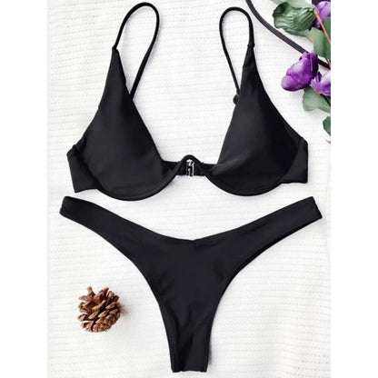 Split Bikini Push Up Swimsuit Women Sexy Triangle High Cut Thong Bikini Set Summer 2025 New Beach Vacation Bathing Suit 2 Piece