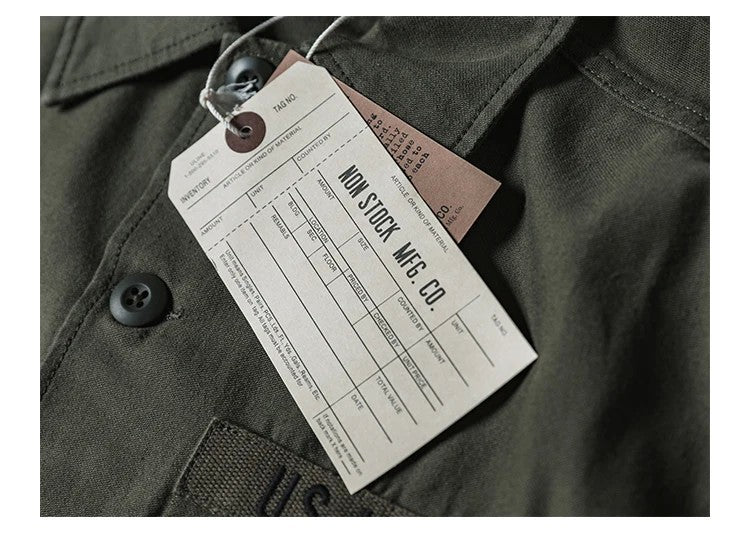 NON STOCK OG-107 Vietnam War Long Sleeve Shirt Cotton Satin Military Style Overshirt
