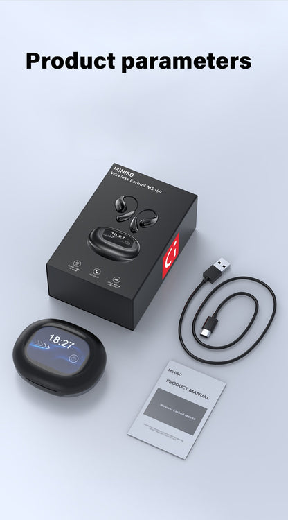 MINISO MS189 Fones de Ouvido Sem Fio Bluetooth 5.4 Fone de Ouvido Esportivo Bateria de Longa Duração Controle por Botão Redução de Ruído Com Microfone