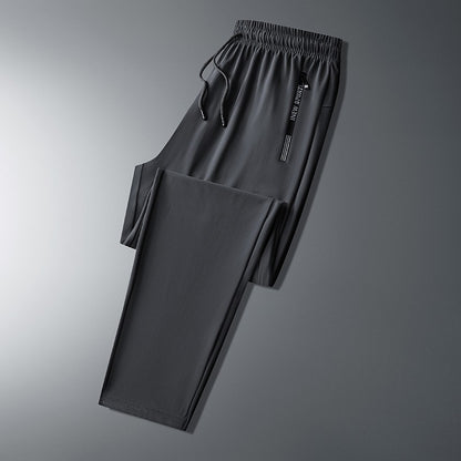 Ice Silk New Pants for Men's Summer Thin Style Sports Quick Dried Straight Leg Draping Wide Leg Pants Casual Long Pants for Men