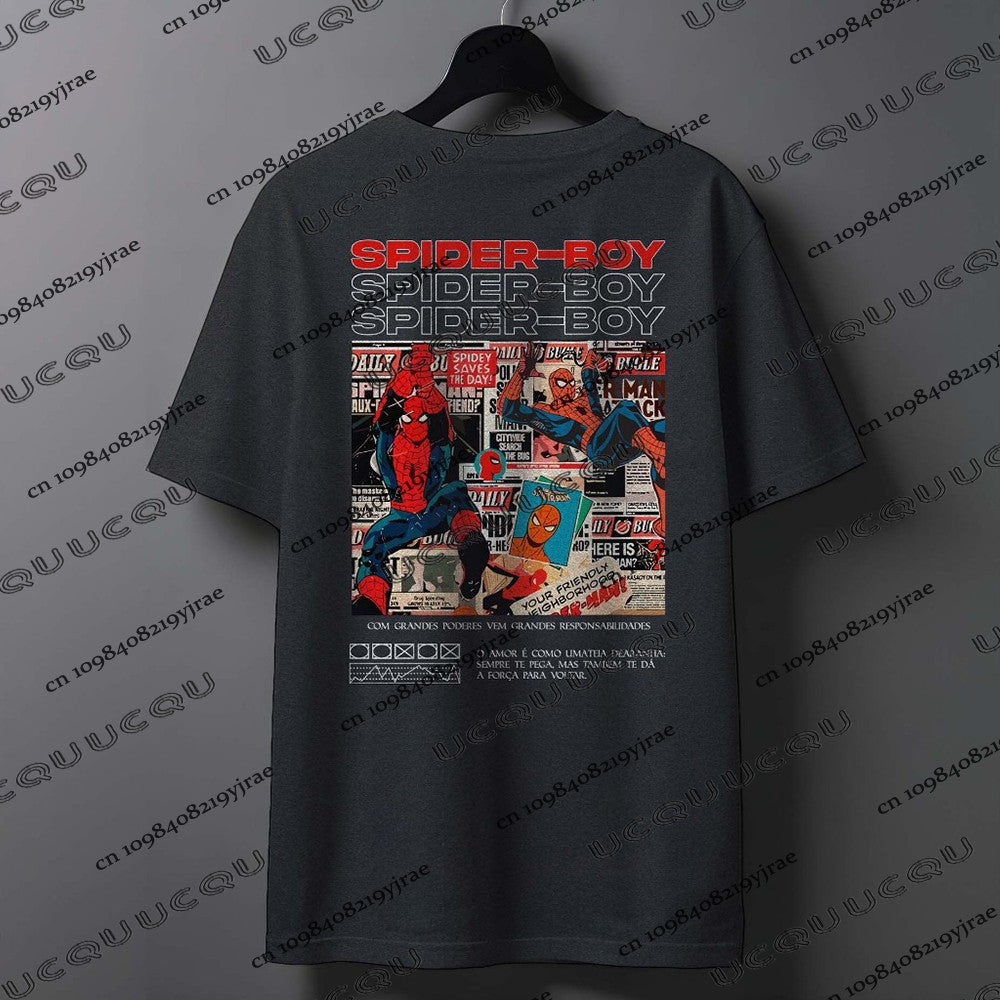 Summer New Cartoon Spider-Man & Spider Ghost Printed Couples T-shirt For Men Women Short Sleeve Cotton Tees Casual Fashion Tops