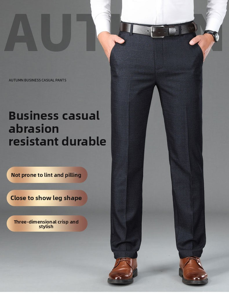 Top Quality 100% Cotton New Brand Casual Fashion Business Straight Long Dress Pants High Waist Trousers Men's Clothing