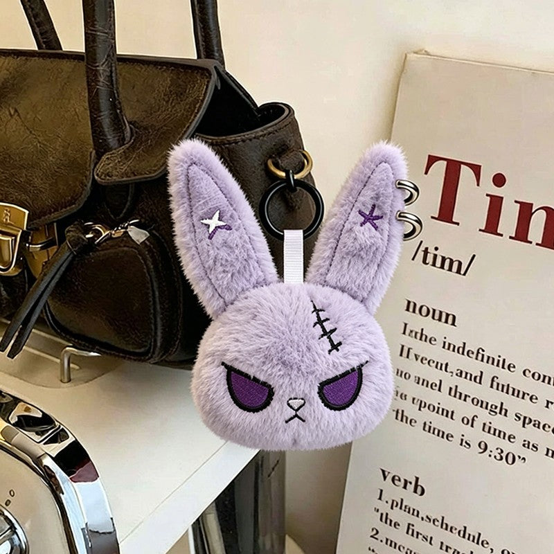 Gothic Bunny Plush Keychain Rabbit Bag Charm Bandage Rabbit Pendant Dark Horror Bunny Doll Keyring Bag Charm Halloween Gifts