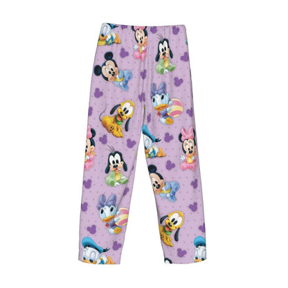 Custom Print Mickey Mouse Donald Duck Pajama Pants Men Sleep Sleepwear Bottoms with Pockets