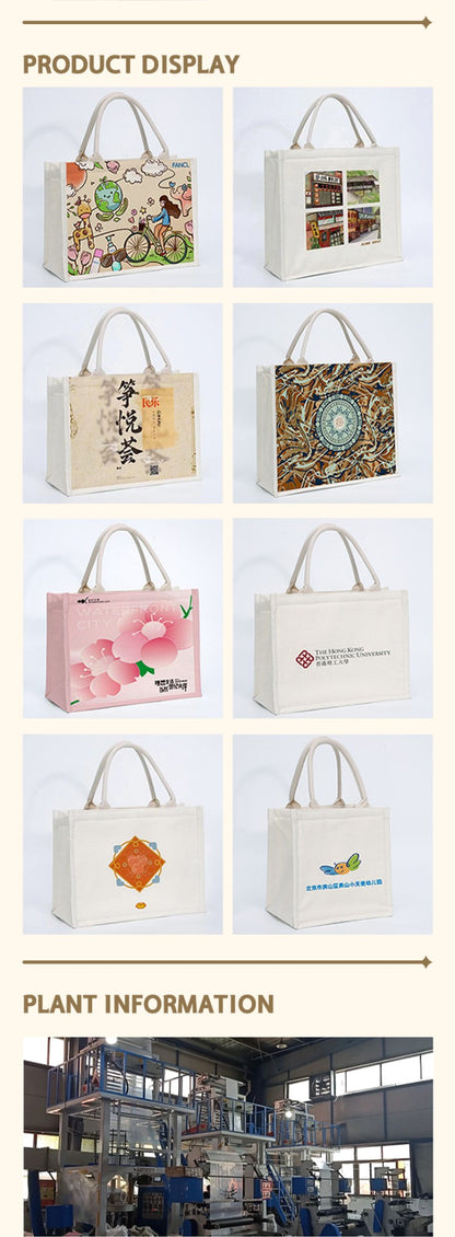 10pcs White Canvas Bags Custom Wedding Party Gift Tote Bags DIY Shopping Bags Large Capacity Tote Bags Custom Printed Logo