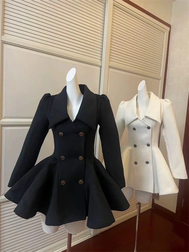Hepburn Preface Pinch Waist and Clip Cotton Wool Coat 2025 Winter New Item Rich Heiress Thick Woolen Coat Coat Commuting Jacket