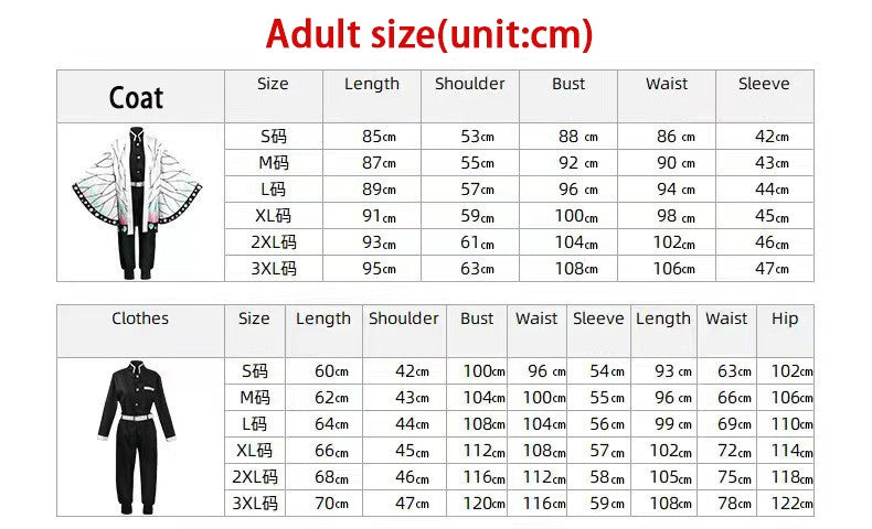 Big size Adult Costume Suit Giyu Tomioka Tomioka Kamado Tanjiro Kamado Nezuko Agatsuma Zenitsu Hashibira Inosuke Shinobu Kocho O