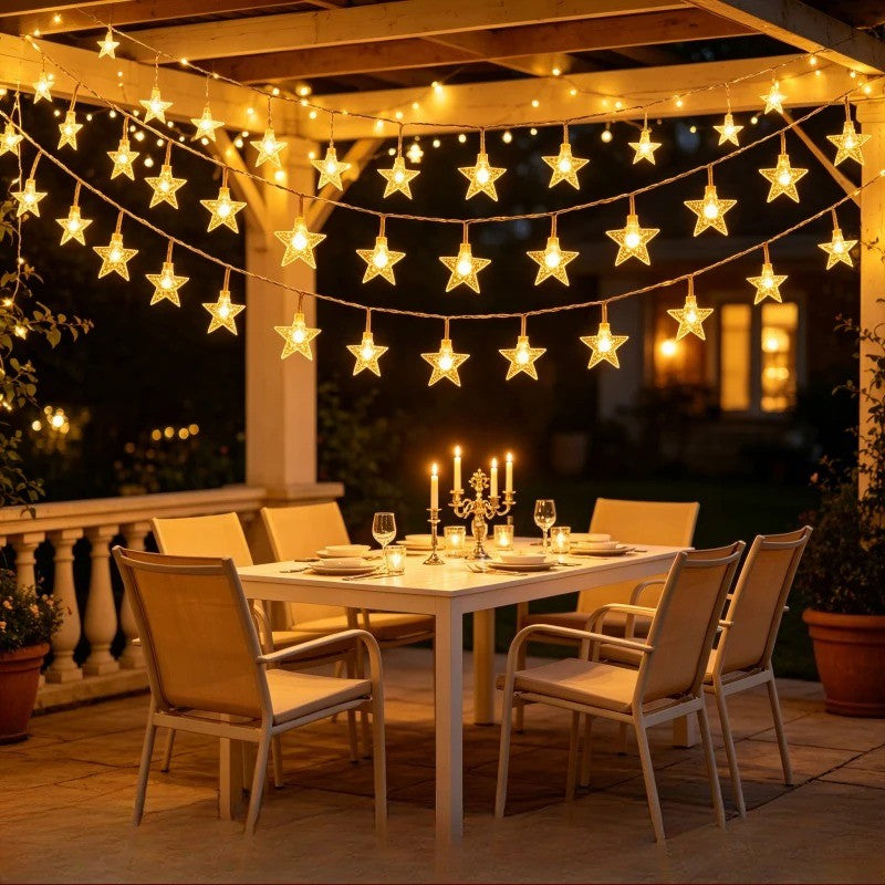 LED String Lights Outdoor Star Chain Lights Garland Lights Bulb Fairy Lights Party Home Wedding Garden Christmas Decor